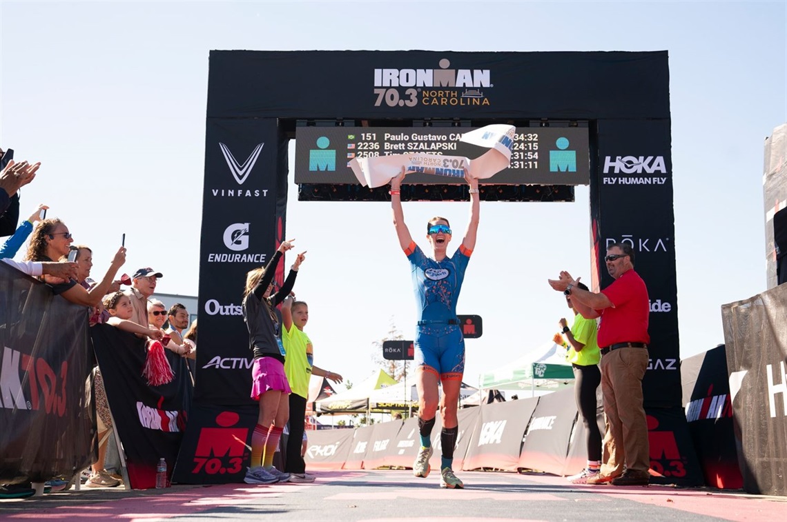Ironman athlete crosses the finish line