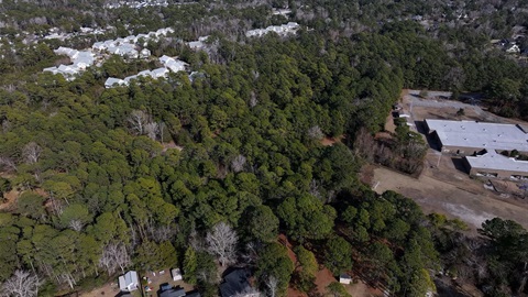 Aerial view of the new park property