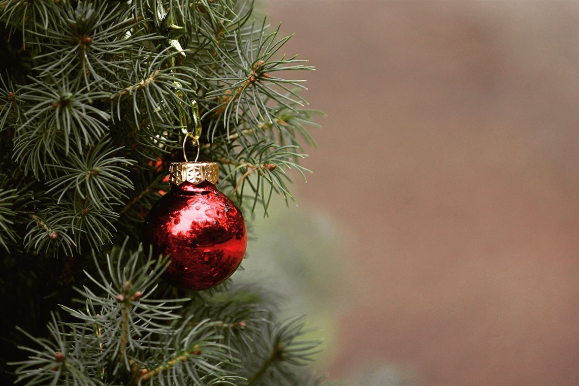 A generic Christmas tree that is decorated