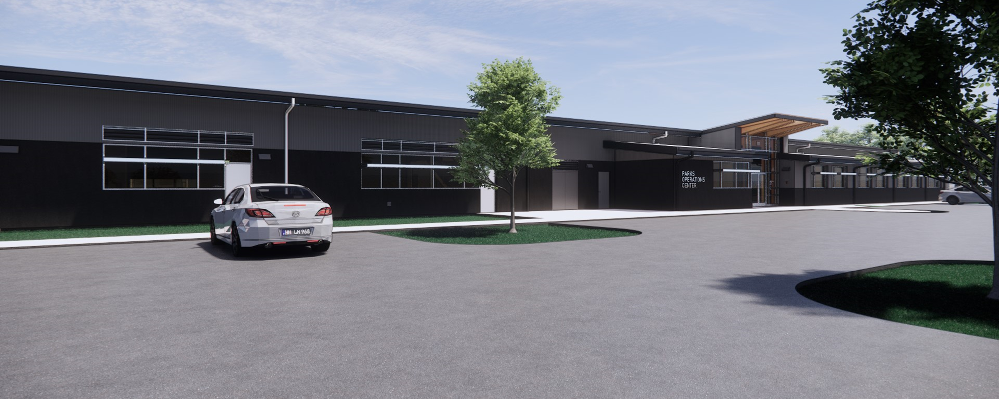 A rendering of the new Parks Facility that will begin construction in 2026