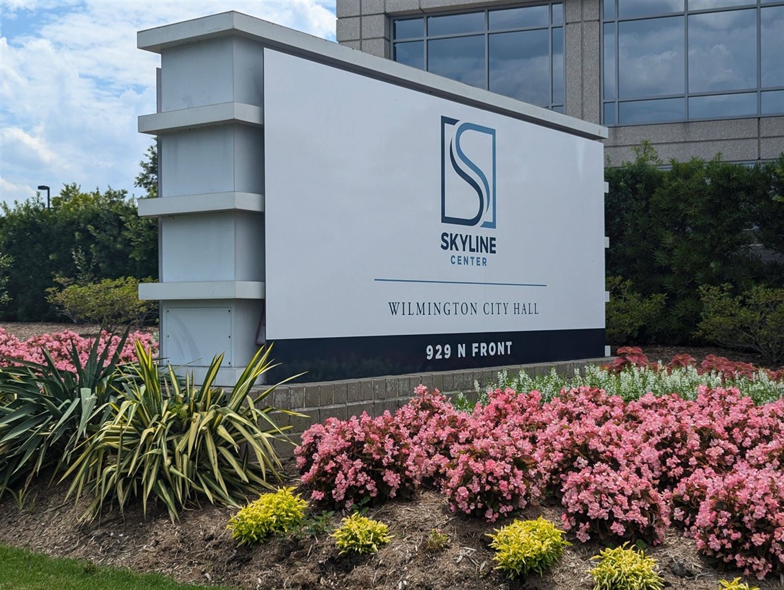 An exterior view of the Skyline Center