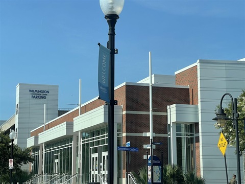 the outside of a convention center building