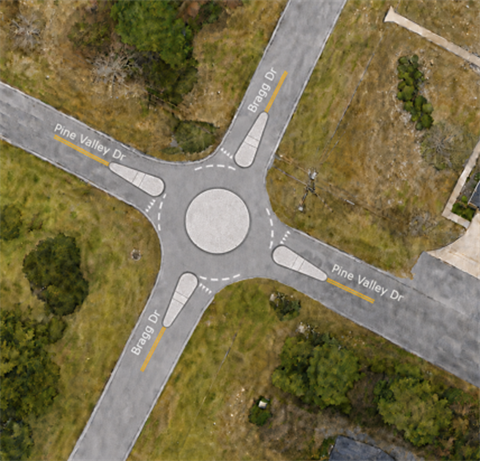 a rendering of the intersection of two roads